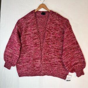 NWT ASOS Women's Sweater  Balloon Sleeves Chunky Knit Cardigan Oversized Sz 2XL